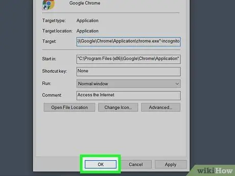 Google Chrome -да инкогнито режимін әдепкі бойынша ашыңыз (Windows) 4 -қадам