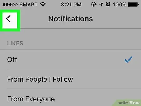 Lülitage märguanded sisse või välja Instagrami 20. sammus