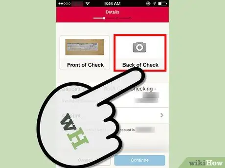 Depósito de cheques com o aplicativo para iPhone do Bank of America, etapa 8
