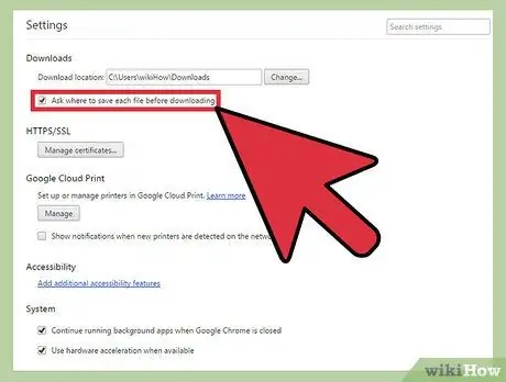 Ändern Sie die Einstellungen für Google Chrome-Downloads Schritt 6