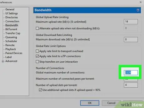 Padidinkite sėklų skaičių „Utorrent“20 veiksme