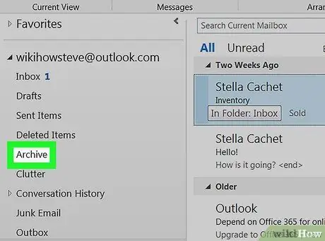 Akses E-mel yang Diarkibkan di Outlook Langkah 12