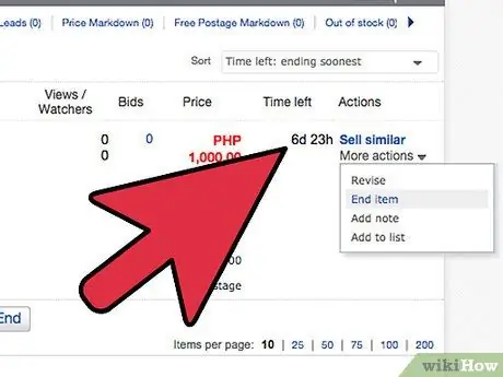 สิ้นสุดรายการ eBay ก่อนขั้นตอนที่ 8