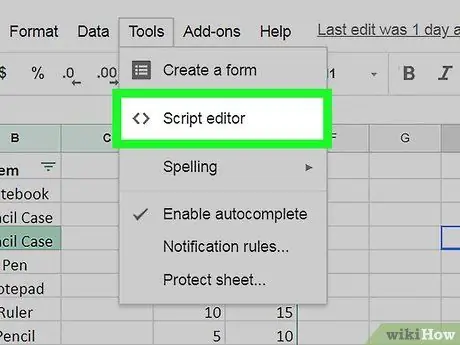 Kør et script på Google Sheets Trin 4