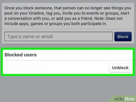 Verificați lista de blocuri pe Facebook Pasul 6