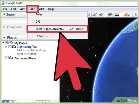 გამოიყენეთ Google Earth Flight Simulator ნაბიჯი 1