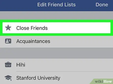 قم بتحرير Close Friends على Facebook على iPhone أو iPad ، الخطوة 7