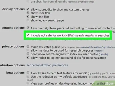 Az NSFW tartalom engedélyezése a Reddit 9. lépésben