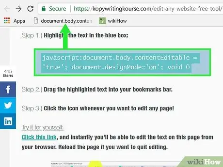 Apareix per editar text en qualsevol lloc web Pas 2