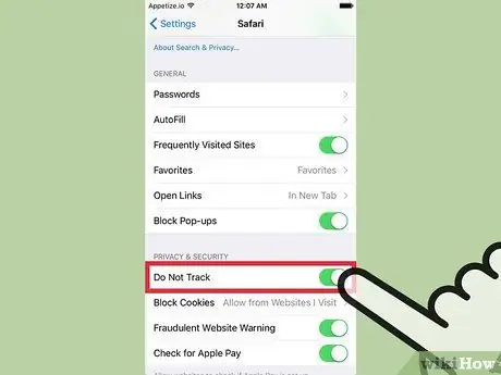 Ubah Keutamaan Umum anda pada Safari Langkah 9