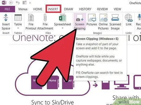 จับภาพหน้าจอด้วย OneNote ขั้นตอนที่ 1