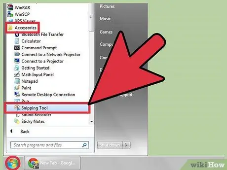 Padarykite ekrano kopiją naudodami „Snipping“įrankį „Microsoft Windows“1 veiksme
