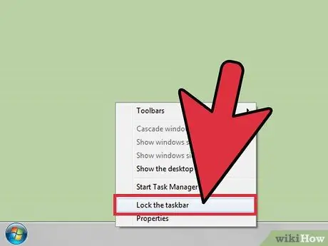 Verrouiller la barre des tâches de Windows 7 Étape 2