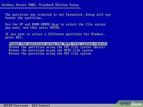 Instalējiet Windows Server 2003 4. darbība