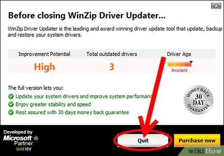 ถอนการติดตั้ง Winzip Driver Updater ขั้นตอนที่ 1