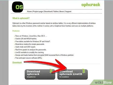 Windows құпия сөздерін Ophcrack және кемпірқосақ кестелерімен бұзыңыз 1 -қадам