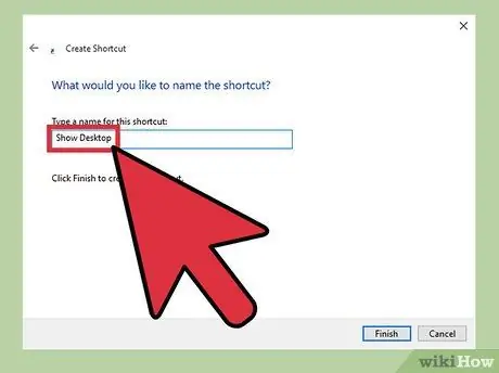 Utwórz ikonę Pokaż pulpit w pasku szybkiego uruchamiania systemu Windows Krok 6