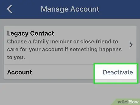 Désactiver un compte Facebook Étape 7