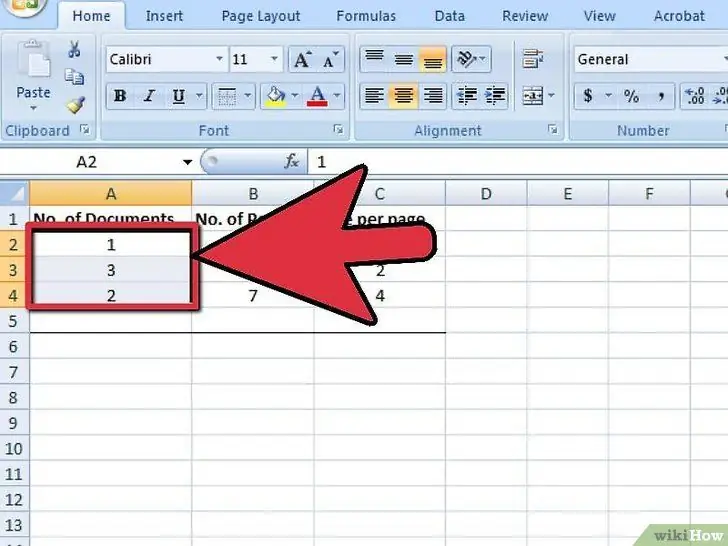 Använd Sum -funktionen i Microsoft Excel Steg 1