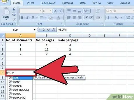 Използвайте функцията за сумиране в Microsoft Excel Стъпка 3