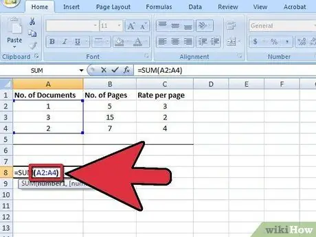 Använd Sum -funktionen i Microsoft Excel Steg 4