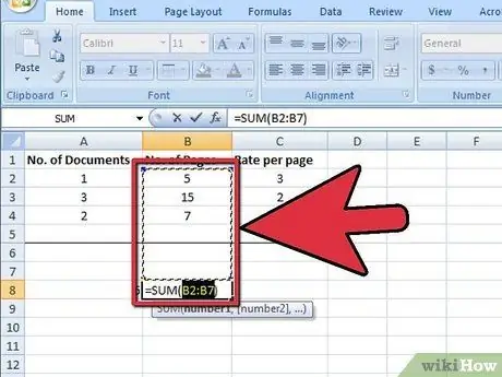 استخدم الدالة Sum في Microsoft Excel الخطوة 6