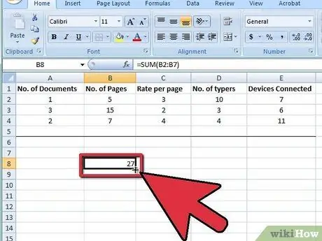 Brug Sum -funktionen i Microsoft Excel Trin 9