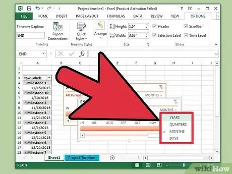 צור ציר זמן ב- Excel שלב 11