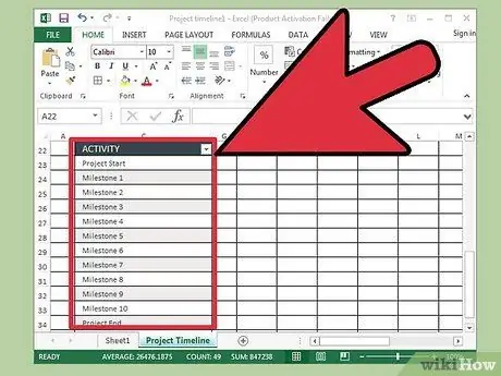 Sukurkite laiko juostą „Excel“15 veiksme