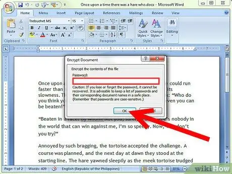 Microsoft Word 2007 бағдарламасынан құпия сөздерді жою 6 -қадам