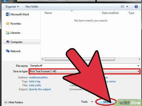 Salvați un document în format Rich Text Pasul 5