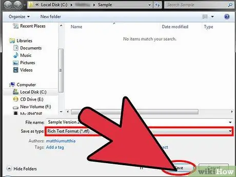 Spara ett dokument i Rich Text -format Steg 9