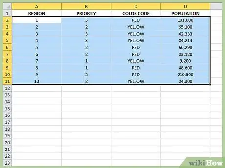 Gunakan AutoFilter di MS Excel Langkah 2