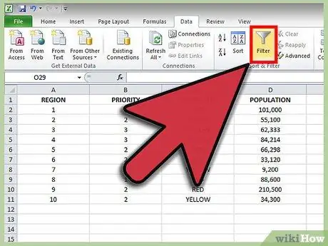 Naudokite automatinį filtrą „MS Excel“5 veiksme