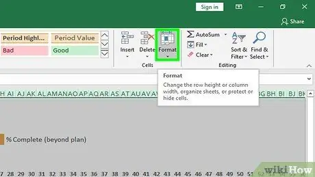 Odkryte riadky v programe Excel, krok 4