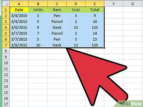 สร้างกราฟโดยใช้สเปรดชีต ขั้นตอนที่ 2