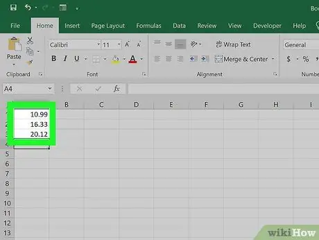 Round in Excel Step 1