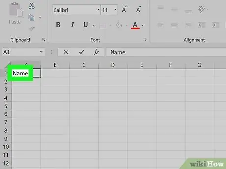 Nommez une colonne dans Excel Étape 4