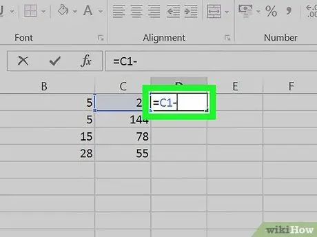 Soustraire dans Excel Étape 7