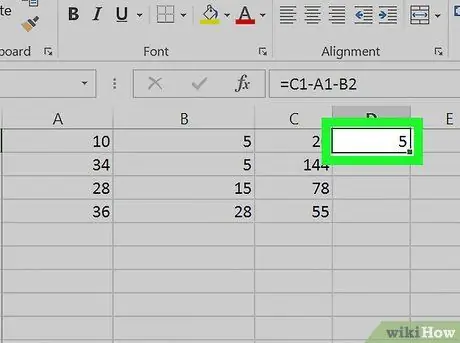 Kurangi di Excel Langkah 9