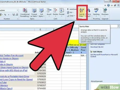 Ajouter un filtre dans Excel 2007 Étape 5