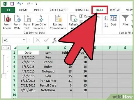 Unganisha kikundi katika hatua ya 11 ya Excel