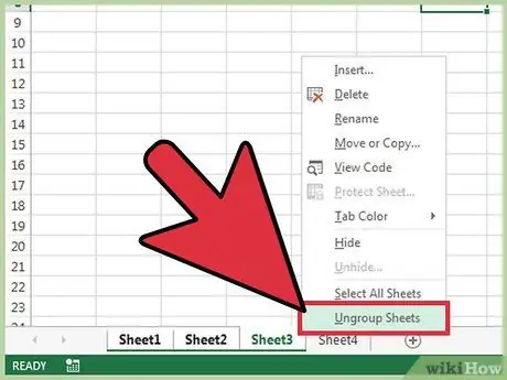 Dissocier dans Excel Étape 2