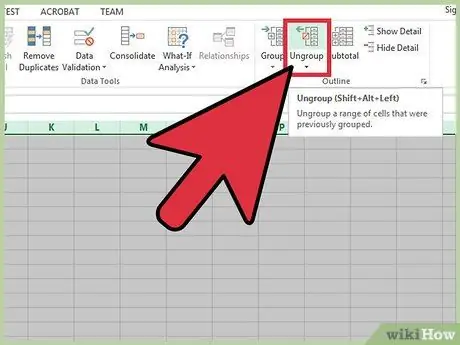 Rozgrupuj w programie Excel Krok 9