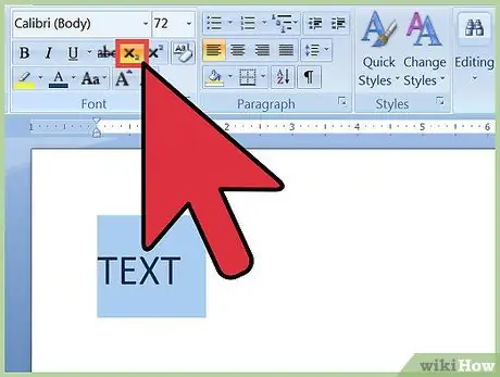 Sukurkite viršutinį ir apatinį indeksus „MS Word“6 veiksme