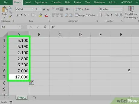 Supprimer les zéros de début ou de fin dans Excel Étape 1