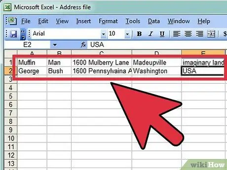 Stuur adresetikette saam met behulp van Excel en Word Stap 2