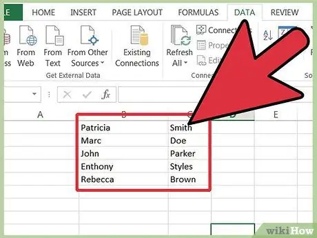 Microsoft Excel жагсаалтад нэр, овог нэрээ тусдаа талбарт тусад нь оруулах 7 -р алхам