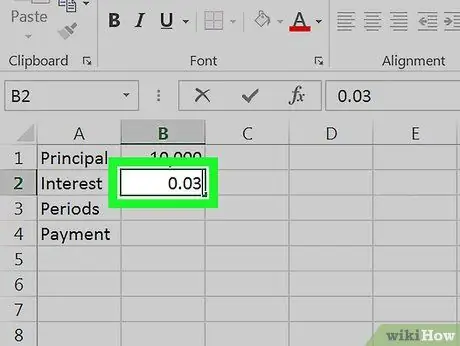 Microsoft Excel yordamida foiz to'lovini hisoblang 5 -qadam