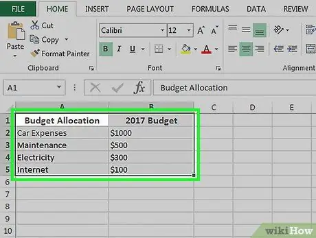 Buat Carta Pai di Excel Langkah 6